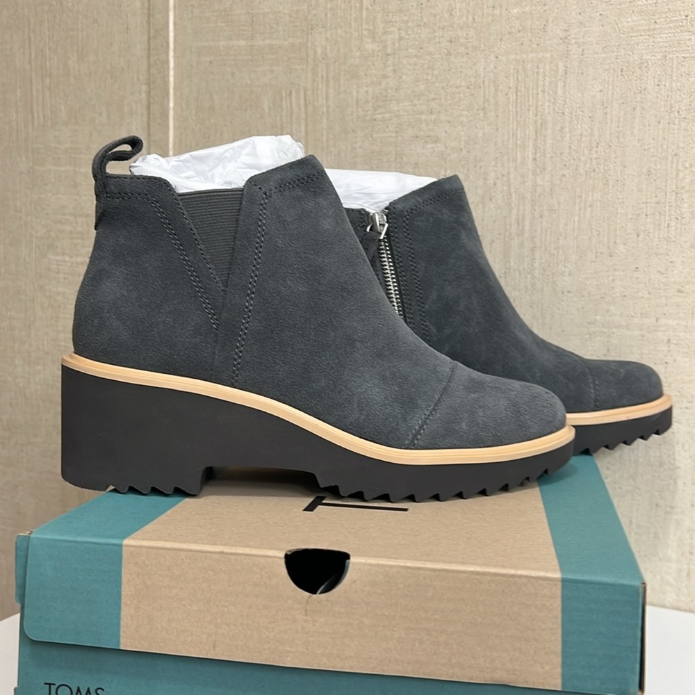 COPY - WOMENS TOMS MAUDE BOOTIES IN FORGED IRON GRAY SUEDE SIZE 7.5 OUT OF STOC…